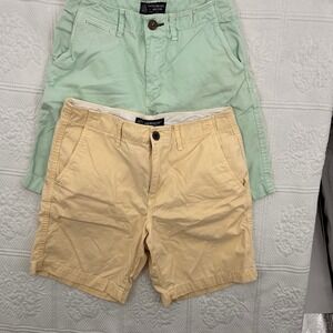 American Eagle Mens Prep Shorts Bundle Mint Green Yellow Cotton Chino 30 31